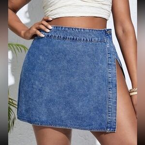 Denim Skirt with Slit